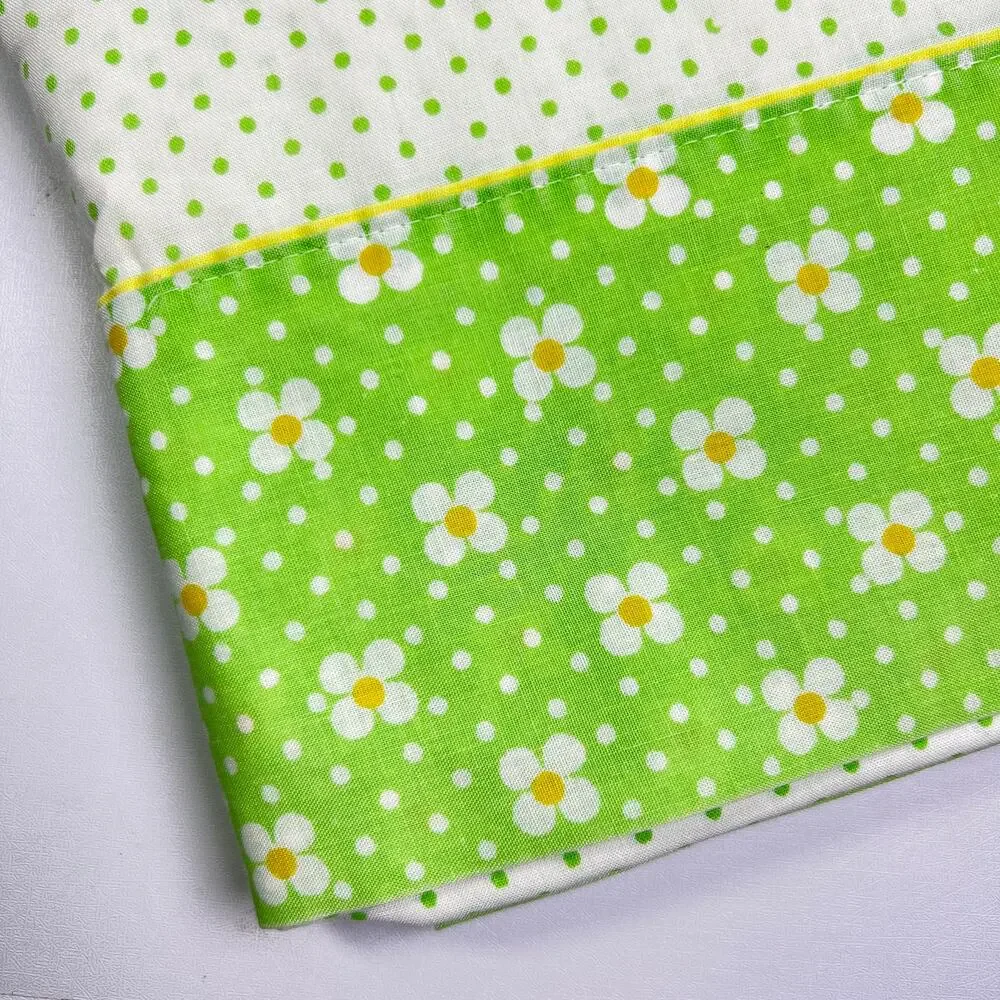 Vintage Fieldcrest Mod Polka Dot Floral Twin Flat Sheet Daisy No Iron Percale